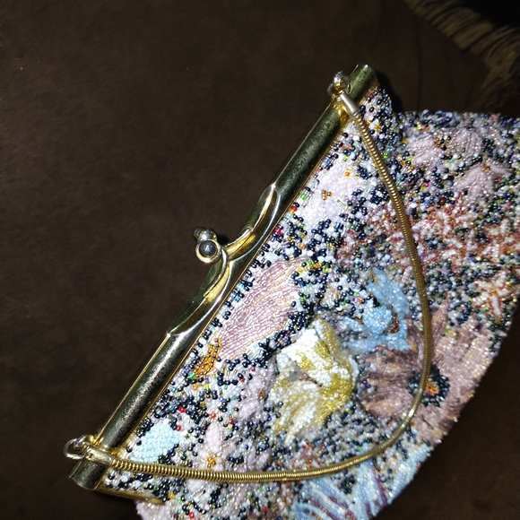 ***$OLD***Vintage Glass Beaded KissLock Handbag - Picture 4 of 17